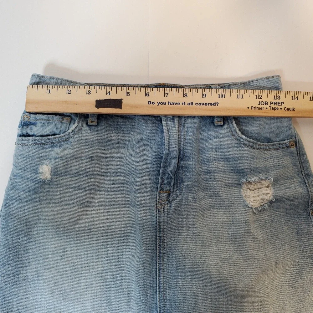 Lucky Brand Denim Jean Womens High Pencil Skirt Size 2/ 26 Light Wash Raw Hem